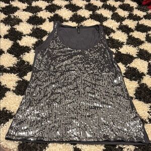 Maurices Shiny Gray Sequin Tank Top